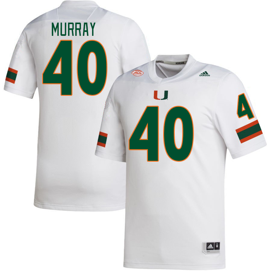 Men #40 Abram Murray Miami Hurricanes College Football Jerseys Stitched-White